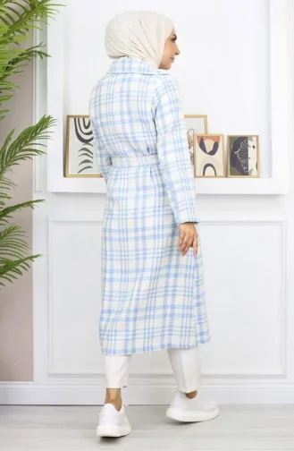 Manteau à Carreaux Şanel Kaşe Bleu 19137 14951