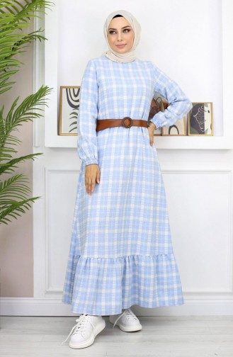 Rüschen-Hijab-Kleid Blau 19165 14957