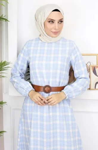 Robe Hijab À Froufrous Bleu 19165 14957