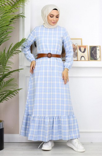 Rüschen-Hijab-Kleid Blau 19165 14957