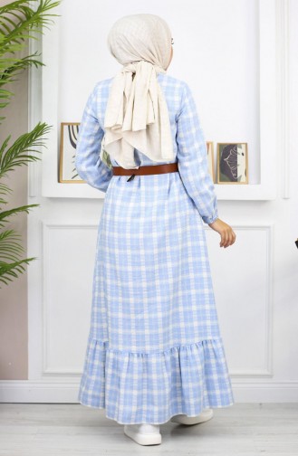 Rüschen-Hijab-Kleid Blau 19165 14957