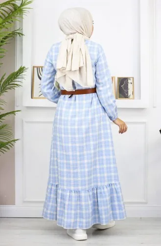 Robe Hijab À Froufrous Bleu 19165 14957