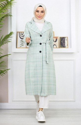 Manteau à Carreaux Şanel Kaşe Menthe 19137 14948