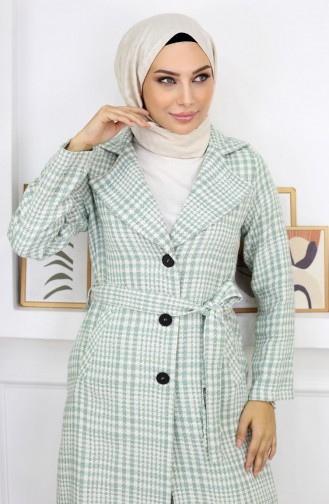 Manteau à Carreaux Şanel Kaşe Menthe 19137 14948