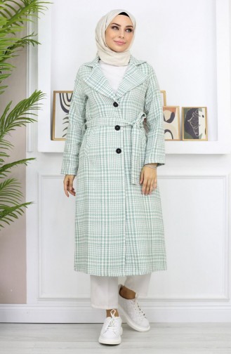 Manteau à Carreaux Şanel Kaşe Menthe 19137 14948