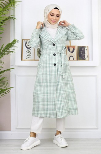 Manteau à Carreaux Şanel Kaşe Menthe 19137 14948