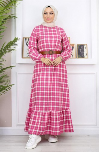 Robe Hijab À Froufrous Rose 19165 14954