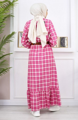 Robe Hijab À Froufrous Rose 19165 14954