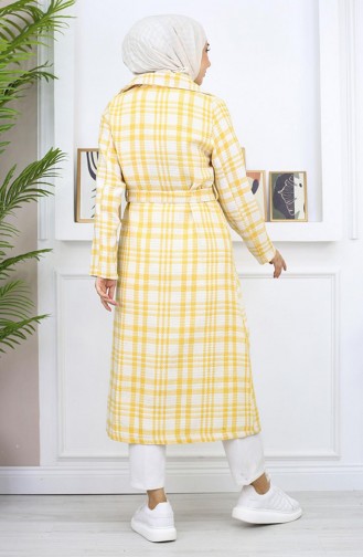 Plaid Şanel Kaşe Coat Yellow 19137 14945