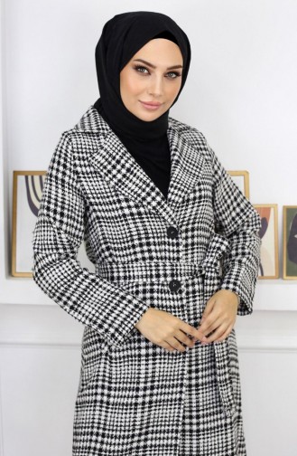 Karierter Şanel Kaşe Mantel Schwarz 19137 14953