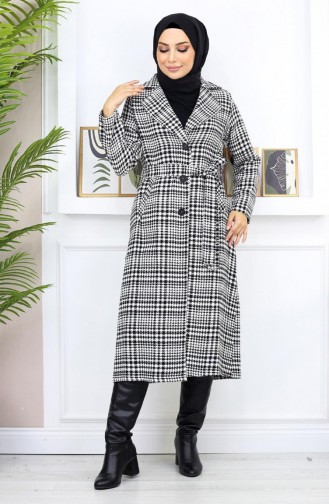 Karierter Şanel Kaşe Mantel Schwarz 19137 14953