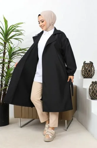Trench Coat With Elastic Sleeves Black 2505NRY.SYH