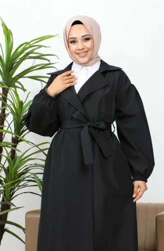 Trench Coat With Elastic Sleeves Black 2505NRY.SYH