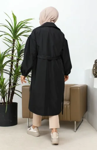 Trench Coat With Elastic Sleeves Black 2505NRY.SYH