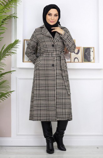 Plaid Şanel Kaşe Coat Brown 19137 14946