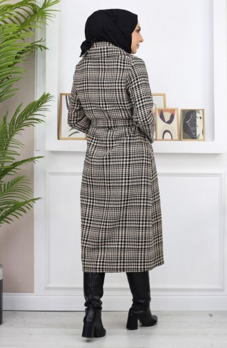 Plaid Şanel Kaşe Coat Brown 19137 14946