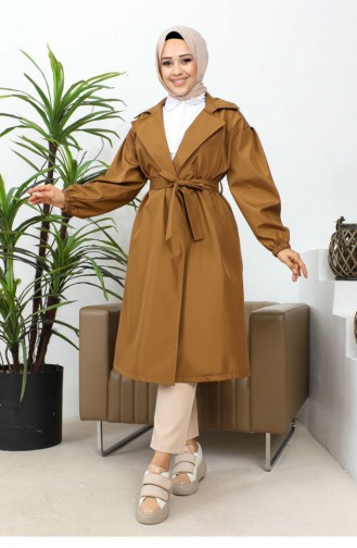Black Trench Coat With Elastic Sleeves 2505NRY.TAB