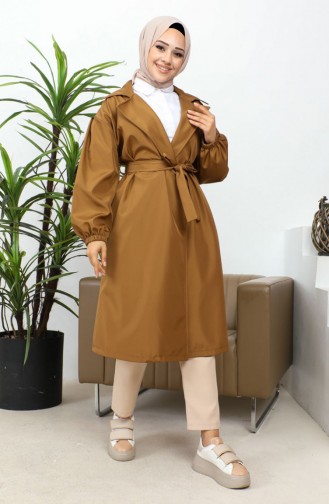 Black Trench Coat With Elastic Sleeves 2505NRY.TAB