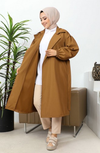 Black Trench Coat With Elastic Sleeves 2505NRY.TAB
