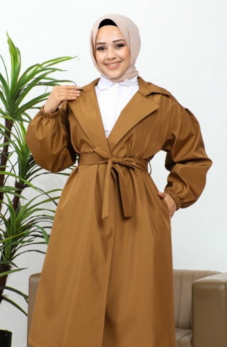 Black Trench Coat With Elastic Sleeves 2505NRY.TAB