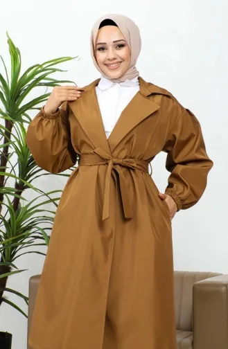 Black Trench Coat With Elastic Sleeves 2505NRY.TAB
