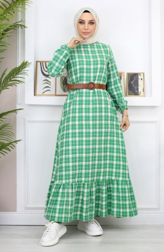 Robe Hijab À Froufrous Vert 19165 14955