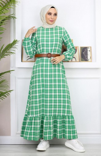 Robe Hijab À Froufrous Vert 19165 14955