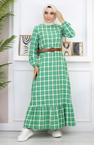 Robe Hijab À Froufrous Vert 19165 14955