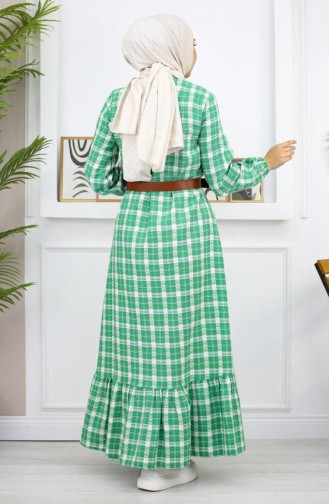 فستان حجاب مكشكش أخضر 19165 14955