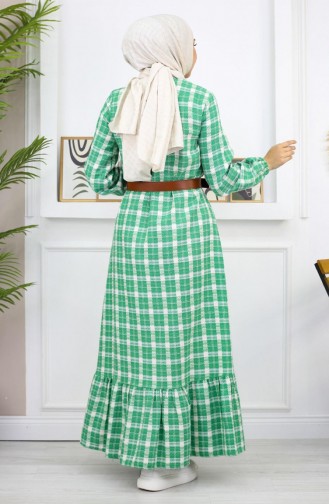 Robe Hijab À Froufrous Vert 19165 14955