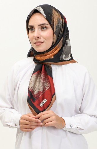 Rayon Sjaal Met Karaca-patroon 81035-04 Mosterd Claret Red 81035-04