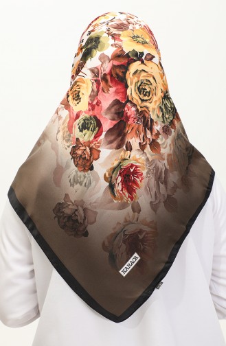 Karaca Bloemenprint Rayon Sjaal 81036-04 Zwart Geel 81036-04