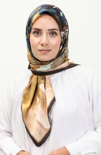 Karaca Gemusterter Rayon-Schal 81040-06 Bitterbraunes Öl 81040-06