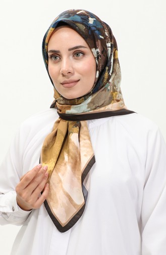 Karaca Gemusterter Rayon-Schal 81040-06 Bitterbraunes Öl 81040-06