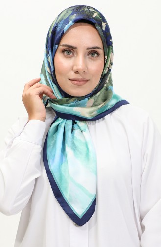 إيشارب منقوش رايون كاراجا  81040-08 كحلي أزرق فاتح 81040-08