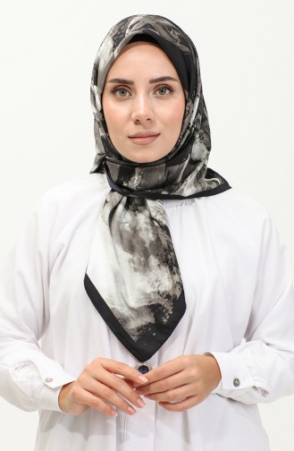 Karaca Patterned Rayon Scarf 81042-02 Black Stone 81042-02