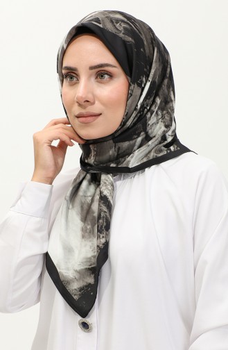 Karaca Patterned Rayon Scarf 81042-02 Black Stone 81042-02