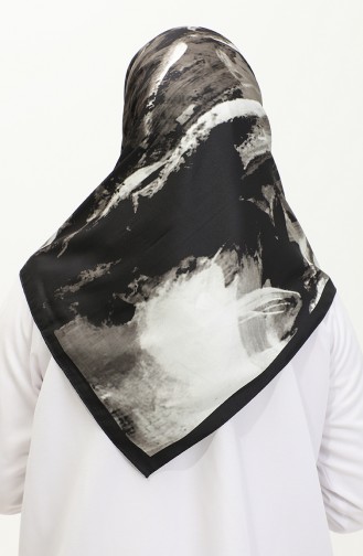 Karaca Patterned Rayon Scarf 81042-02 Black Stone 81042-02