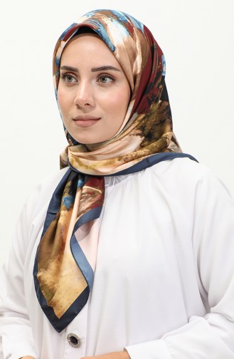Karaca Desenli Rayon Eşarp 81042-07 Kot Mavi Mavi