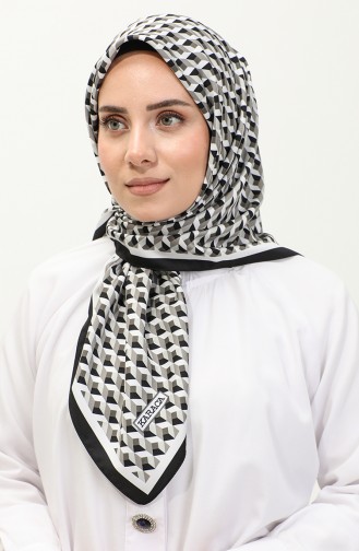 Karaca Geometric Patterned Rayon Scarf 81043-02 Black white 81043-02