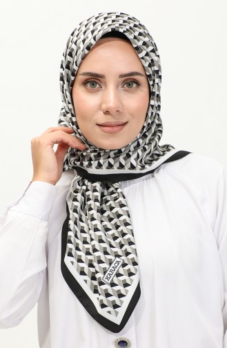 Karaca Geometric Patterned Rayon Scarf 81043-02 Black white 81043-02