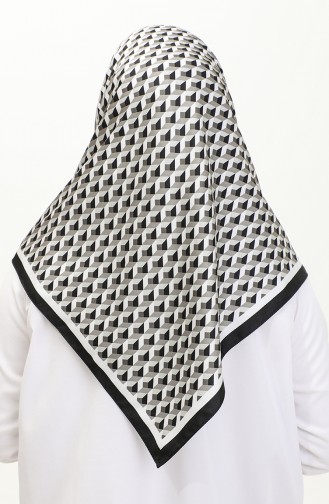 Karaca Geometric Patterned Rayon Scarf 81043-02 Black white 81043-02