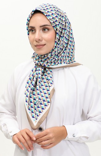 Karaca Geometric Patterned Rayon Scarf 81043-05 Cyan Parliament 81043-05