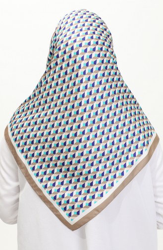 Karaca Rayon-sjaal Met Geometrisch Patroon 81043-05 Cyaan Parlement 81043-05