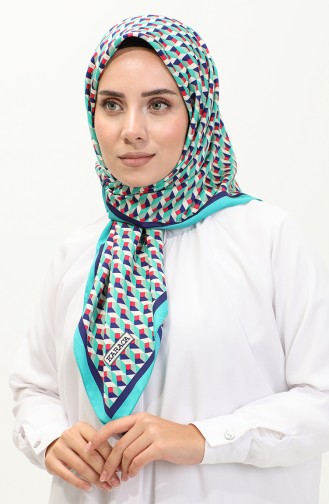 Karaca Geometric Patterned Rayon Scarf 81043-07 Cyan Fuchsia 81043-07