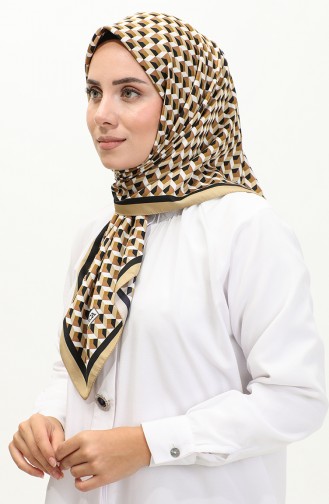 Karaca Rayon-sjaal Met Geometrisch Patroon 81043-10 Goudzwart 81043-10