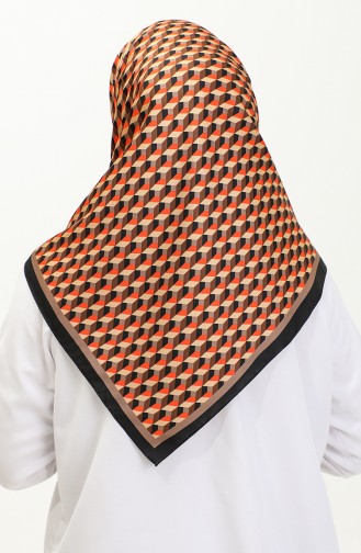 Karaca Rayon Sjaal Met Geometrisch Patroon 81043-12 Zwart Oranje 81043-12