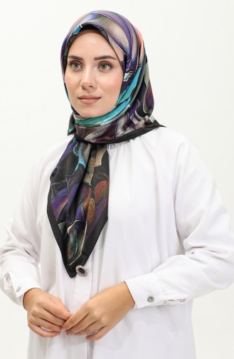 Karaca Desenli Rayon Eşarp 81045-05 Siyah Turkuaz