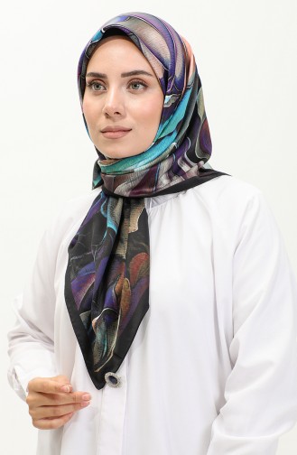 Karaca Desenli Rayon Eşarp 81045-05 Siyah Turkuaz