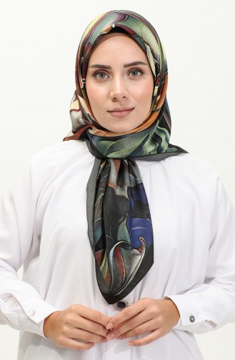 إيشارب منقوش رايون كاراجا 81045-09 أصفر أخضر عسكري 81045-09